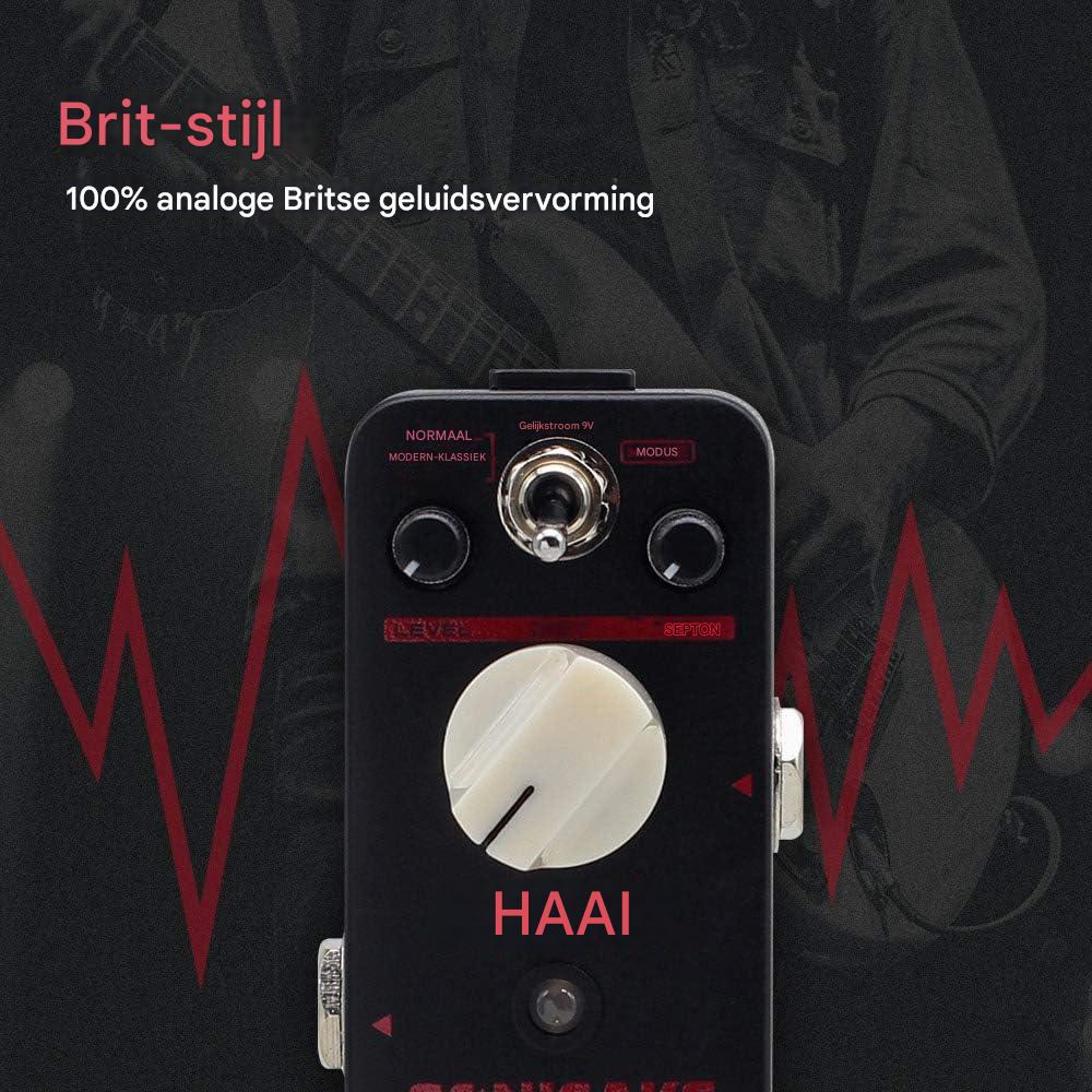SHARK - Distortion Gitaar Effecten Pedaal - Klassieke Britse Stack Crunch & High Gain - True Bypass - 9V Voeding