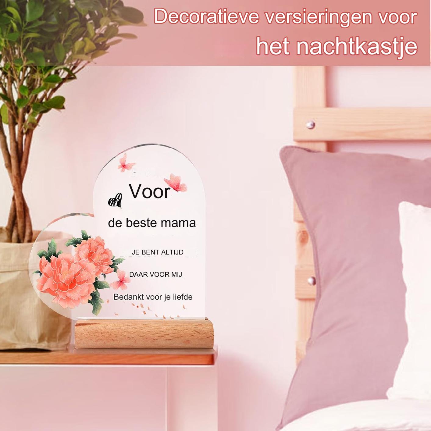 Persoonlijk Inspiratiegeschenk Voor Moeder - Acryl Decoratie Met Bloemen En Vlinders - Hoogwaardige Acryl Plaque Voor Moeders - Verjaardagscadeau Voor Moeder Van Dochter En Zoon - Moederdag Geschenk - Inclusief Houten Standaard