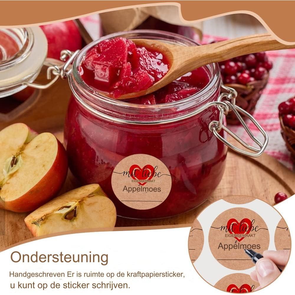 600 Stuks Ronde Kraft Jam Labels Voor Jampotten - Zelfklevende Stickers Voor Jam, Inmaakpotten en Cadeaus - Blanco Kraft Etiketten - 6 Verschillende Stijlen - Bruin - Natuurlijke Kraft Papieren Stickers - 30 Vellen x 20 Labels Per Vel