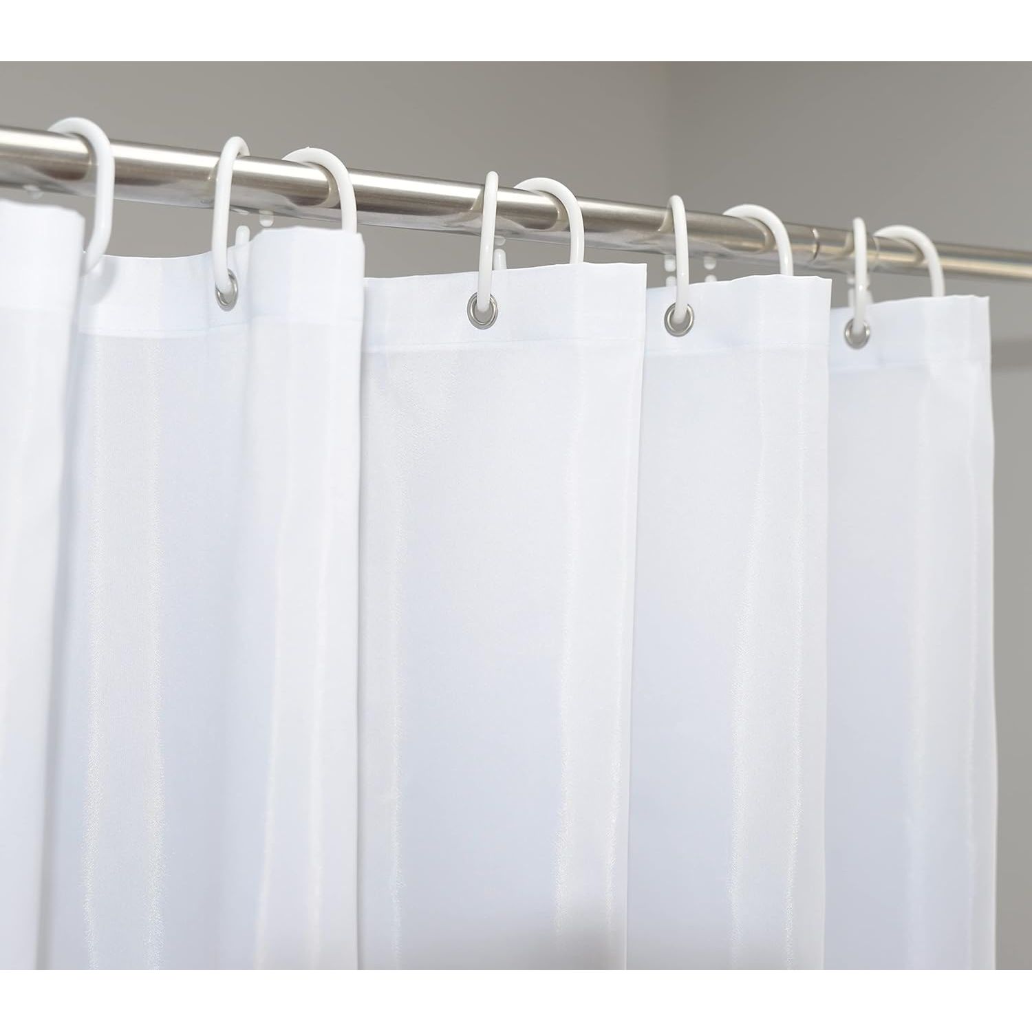 Wit Douchegordijn - 300 x 200 cm - Waterafstotend, Anti-Schimmel Douchegordijn met Magneet - Inclusief Kunststof Haken - Polyester Stof - Oversized Douchegordijn voor Badkamer
