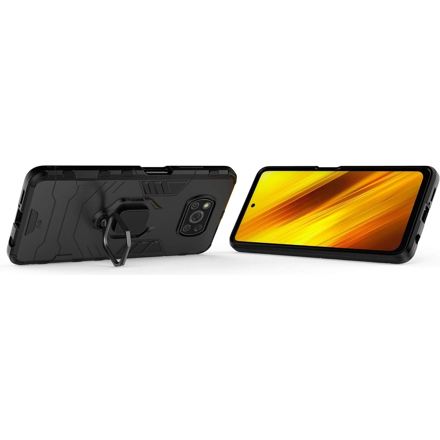Multifunctioneel Ringhouder Hoes - Geschikt voor Xiaomi Poco X3 NFC/X3 Pro - Extra Sterke Mobiele Hoes - Ultieme Bescherming, Shockproof met Magnetische Houder - Inclusief Schermbeschermer