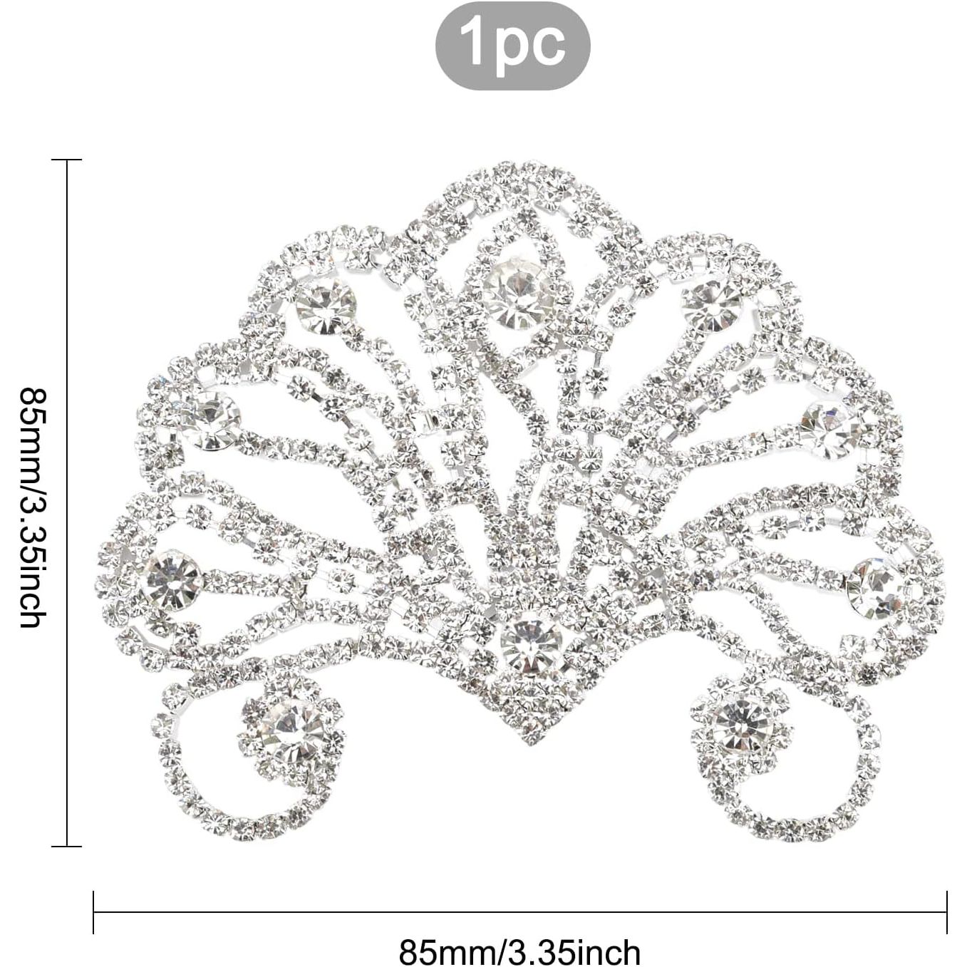 Elegante Zilveren Pauwenstaart Strass Appliques - Kristallen Strass Patches voor Bruidsjurken, Hoofddeksels en Schoenen - DIY Naai-Accessoires
