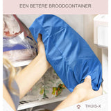 Herbruikbare Broodvriezer Zak - Voedselopslagcontainer Voor Brood - Eco-Vriendelijk en Dubbel Gevoerd - Houdt Brood Vers - Luchtdichte Sluiting - 17" L x 12 ½” B x 3 ½” H - Gemaakt van Gerecycleerde Flessen - Machine Wasbaar