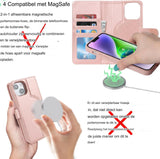 Hoesje iPhone 15 Magsafe Compatibel - Beschermhoes met Kaarthouder Flip Cover Lederen Portemonnee Case - Mode Accessoire Heren Luxe Design - Magnetische Sluiting - Stijlvolle Telefoonhoesje met Portefeuille Eigenschap