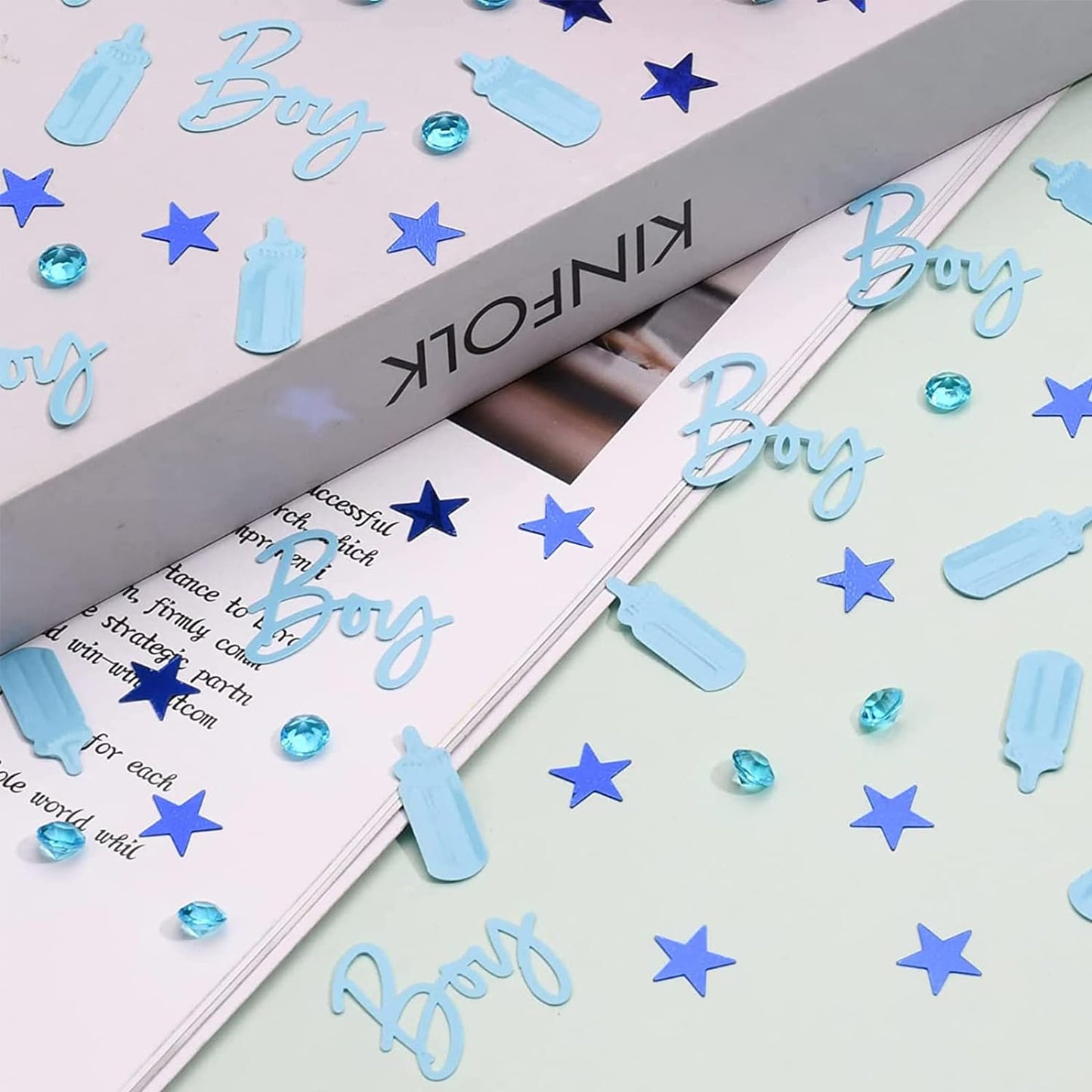 400 Stuks - 'It's a Boy' Blauwe Confetti - PVC Glans voor Gender Reveal & Babyshower - Feestelijke Decoratie voor Geslachtsonthulling - Ideaal voor Tafeldecor & Party Sfeer