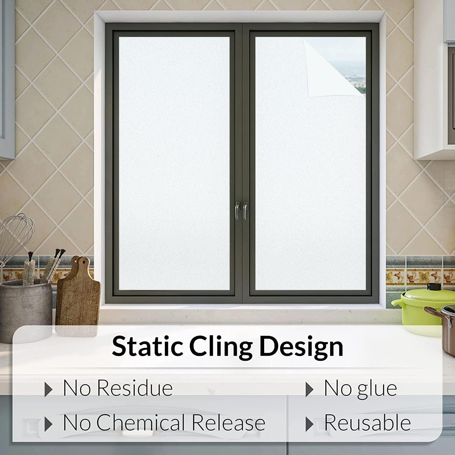 Matte Privacy Raamfolie met Anti-UV  - 30x200 cm - Ideaal voor Frosted Glas Effect, Biedt Bescherming en Privacy zonder Lijm, Geschikt voor Verschillende Oppervlaktes