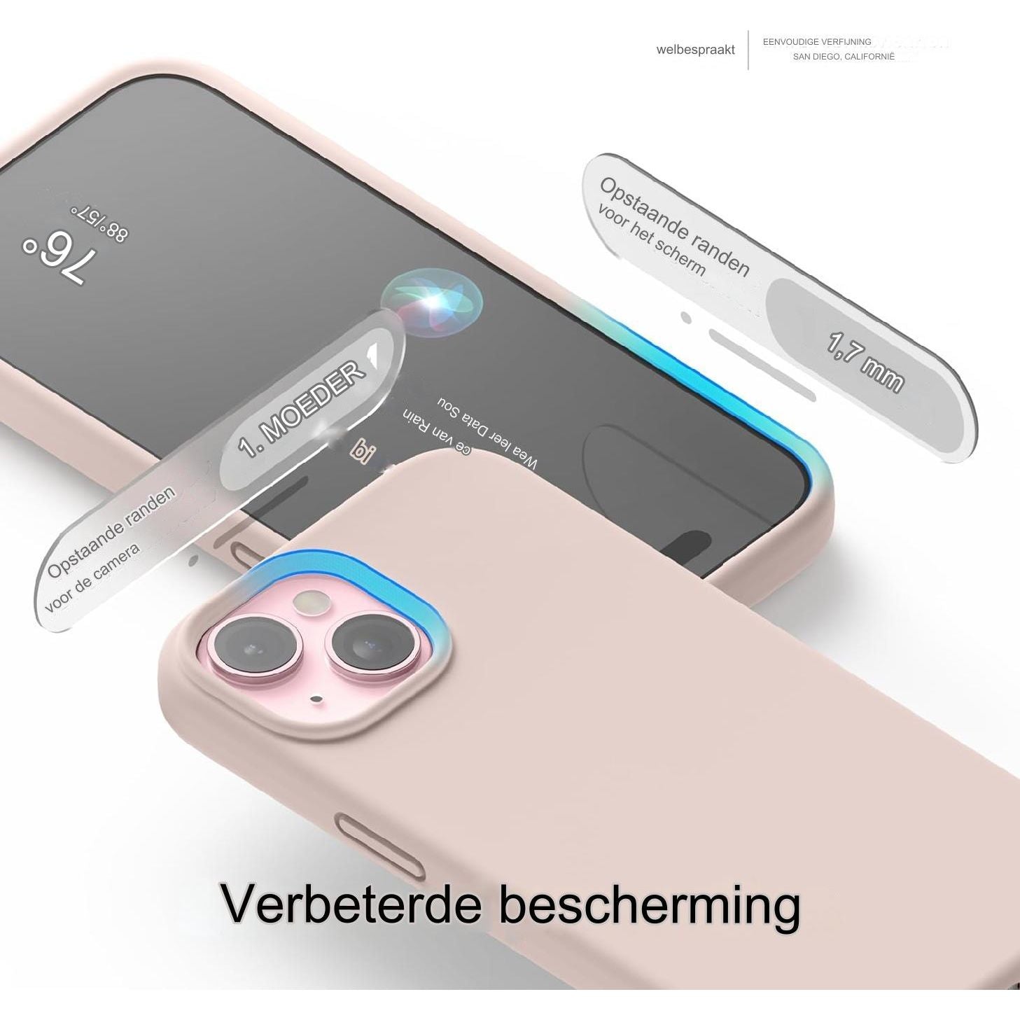 iPhone 15 Hoesje - Vloeibare siliconen hoes, compatibel met iPhone 15. Premium kwaliteit met volledige bescherming dankzij 4-laagse schokbestendige structuur. Zachte microfiber voering voorkomt krassen. Beschikbaar in lieflijk roze