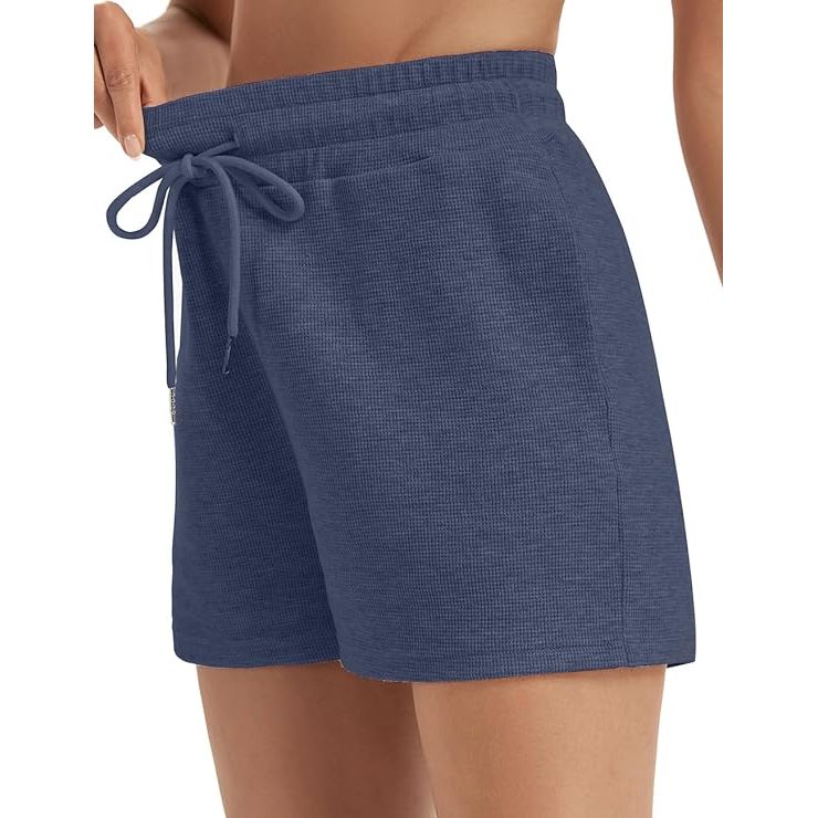 Dames Shorts Comfortabel en Los Model - Gemaakt van Zacht Wafel Katoen - Perfect voor Zomer en Herfst - Casual Lounge Broek met Trekkoord voor Optimale Pasvorm - Modieuze Keuze voor Dagelijks Gebruik
