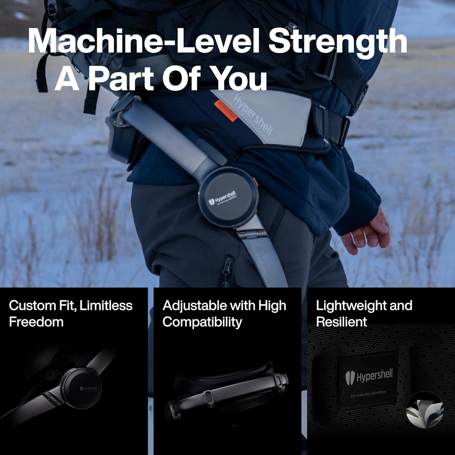 Hypershell X Go exoskelet – AI bewegingsondersteuning wearable – opvouwbaar exosuit voor wandelen en hiken – 400W motor 15 km bereik – lichtgewicht 2 kg outdoor mobility systeem – waterbestendig IP54 met snelle 65W oplading