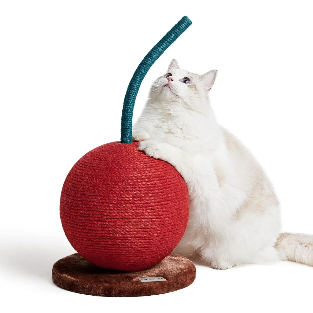 Cherry Kat Krabpaal Met Sisal Touw Bal - 57,5 cm Hoge Verticale Krabpaal Voor Binnenkatten - Moderne Krabpaal Voor Kittens En Kleine Kattenrassen - Stabiele Basis - Eenvoudige Montage - Speelse Decoratie Voor Woonkamer En Kattengym