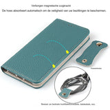 Beschermend iPhone 13 Pro Max Lederen Hoesje - Multifunctioneel Portemonnee Design met Kaarthouder - Flip Folio Echt Leren Cover voor iPhone 13 Pro Max - Blauw met Creditcardgleuven - Voor Zowel Mannen als Vrouwen