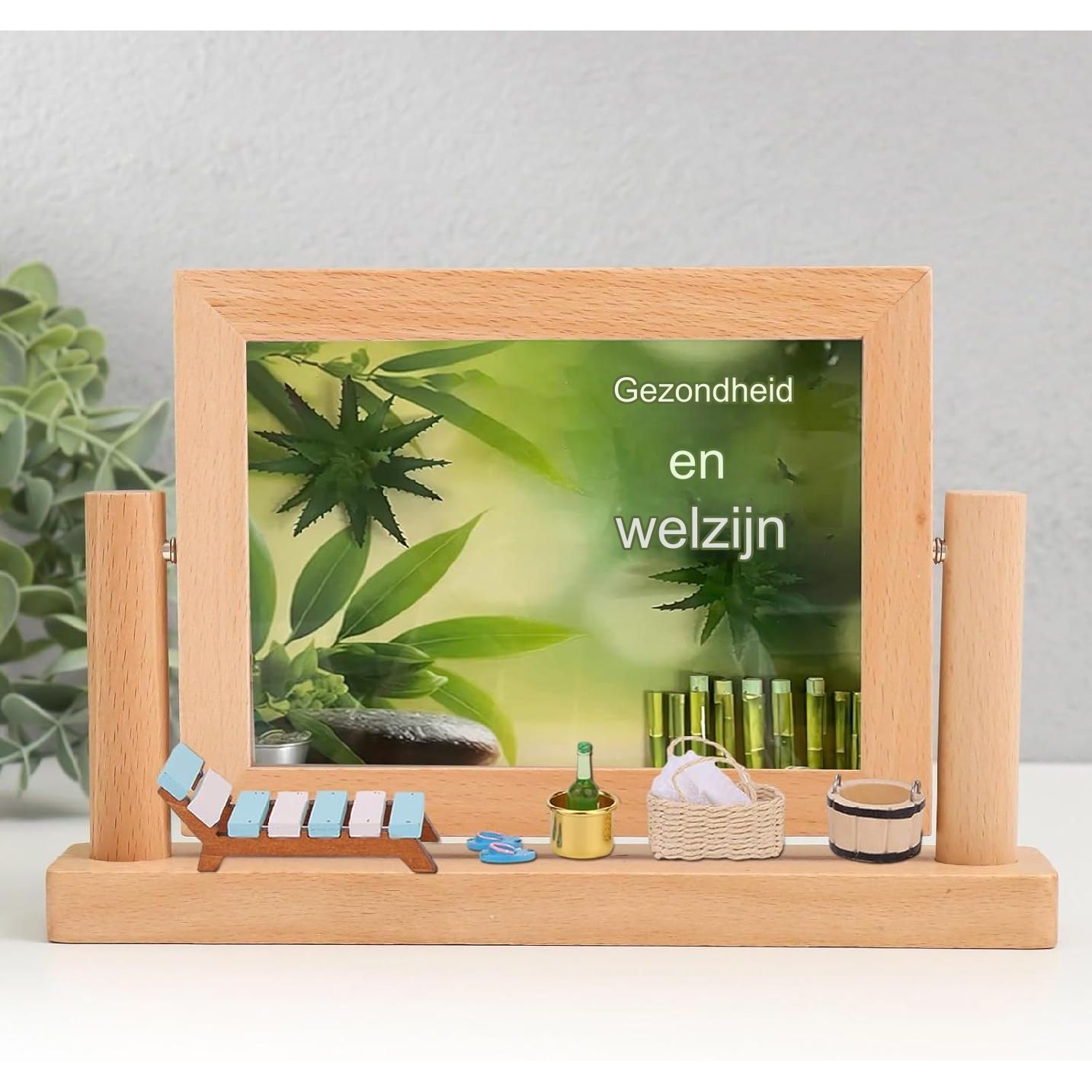 Miniatuur Sauna Accessoires Set - 11-Delige Wellness Deco Accessoires - Spa, Sauna, Wellness Cadeaukaart Idee - Miniatuur Lounger, Handdoek, Houten Ton, Emmer, Kunstplanten - Perfect Voor DIY Landschapsdecoratie En Cadeauverpakkingen