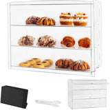 Odoxia Acryl Taartvitrine - Transparante Bakkerij Display Kast - Glazen Display Rek met 3 Lagen - Voedselvitrine voor Gebak - Taart - Brood - 50 x 23 x 39.5 cm - Incl. Labelhouders - Voor Toonbank of Keuken