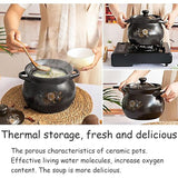 Zwarte Keramische Stoofpot met Deksel – 4 Liter Aardenwerk Casserole Pan – Hittebestendige Kookpot van Loodvrij Keramiek – Voor Soep, Stoof, Hotpot, Bibimbap, Rijst en Ovenschotels – Ovenbestendig, Magnetronbestendig en Afwasmachinebestendig