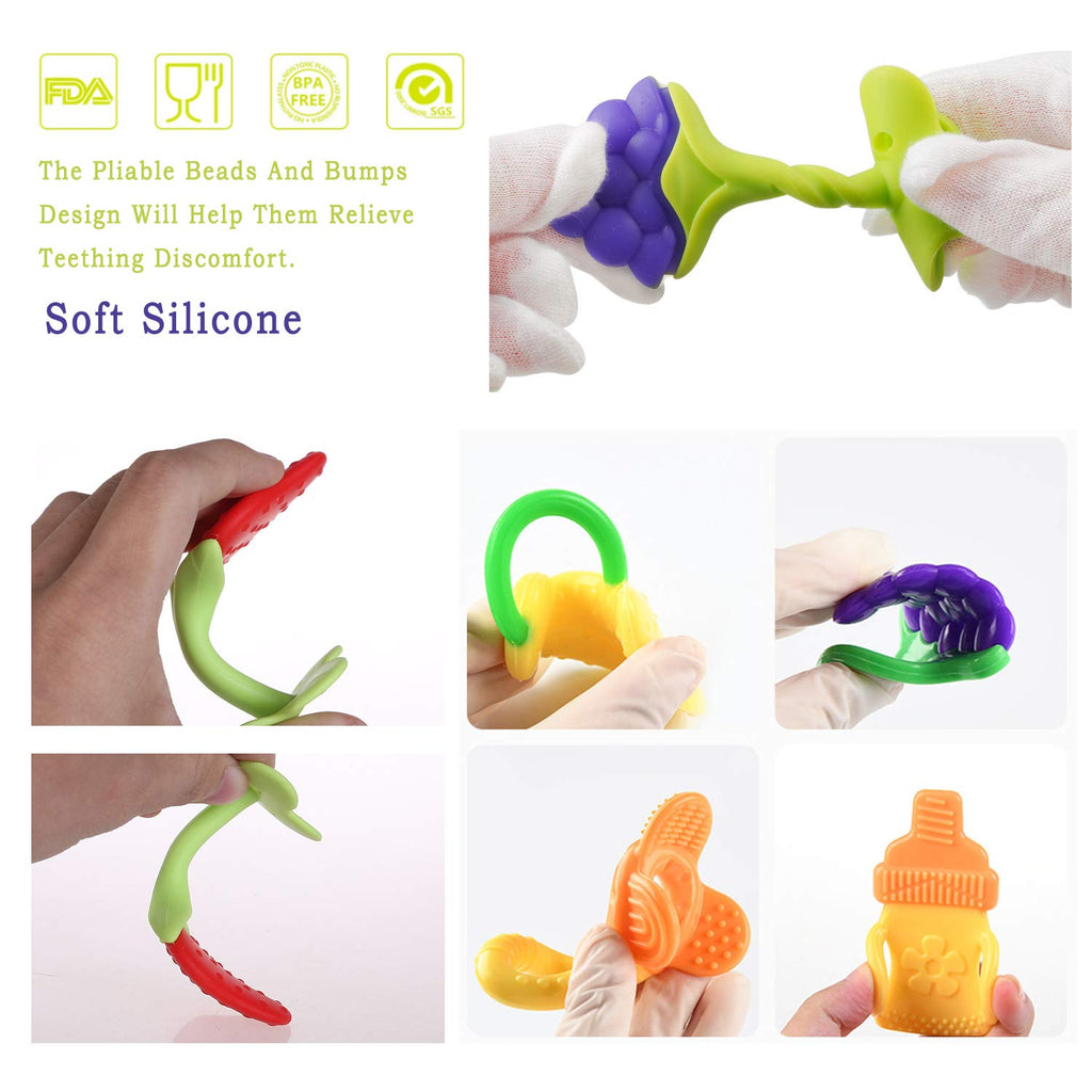 10-delige Set Fruitvormige Siliconen Baby Bijtringen - BPA-Vrij - Pijnverlichting en Oefening Vingervlugheid - Eenvoudig te Reinigen - Ideaal Geschenk