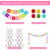 14 Delig - Vrolijke Regenboog Verjaardagsdecoratie Set - Happy Birthday Banner, Honingraatballen, Metallic Hangende Swirls en Cirkel Papieren Slinger