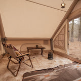 Opblaasbare Katoenen Tent – Luxe Outdoor Camping Cabin Tent met Pomp – 4-Seizoenen Waterdichte Canvas Tent zonder Stokken – 3-4 Personen – 210×300×200 cm – Khaki