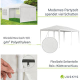 XL Partytent – Paviljoen – 3x6 Meter – Incl. 6 Afneembare Zijwanden – Stalen Frame – Waterafstotend Doek – Snel Op te Zetten – Voor Communie, Bruiloft, Barbecue of Festival – Kleur: Wit
