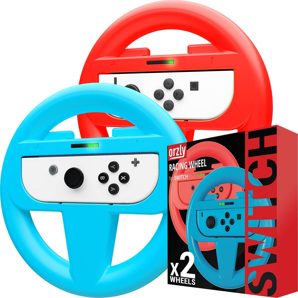 2 Stuks - Stuurwielen voor Nintendo Switch & OLED JoyCons - Rood & Blauw Racestuur voor Mario Kart 8 Deluxe - Joycon Controller Accessoire - Twin Pack - Voor Mario Kart Switch Racing Games - Gemakkelijk Bevestigbaar Stuurwiel