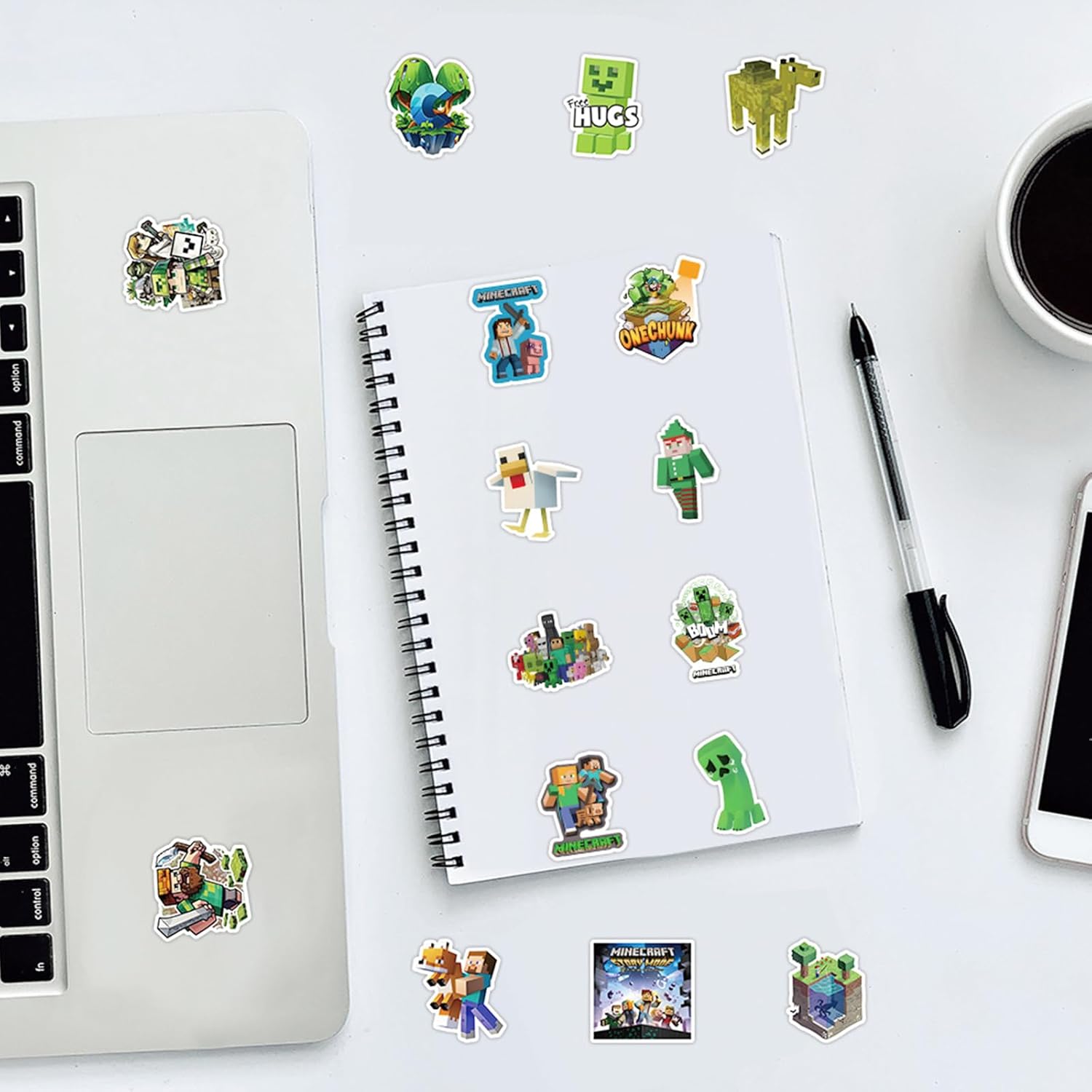Minecraft Stickerset – 100 Stuks – Waterproof Stickers – Voor Laptop, Skateboard, Gitaar, Koffer, Waterfles en Telefoon – Geschikt Voor Kinderen en Fans van Videogames