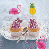 Tropische Cupcake Toppers - Set van 100 - 3D Flamingo & Ananas Design - Perfect voor Strand Feesten - Voedselveilig Decoratief Ontwerp