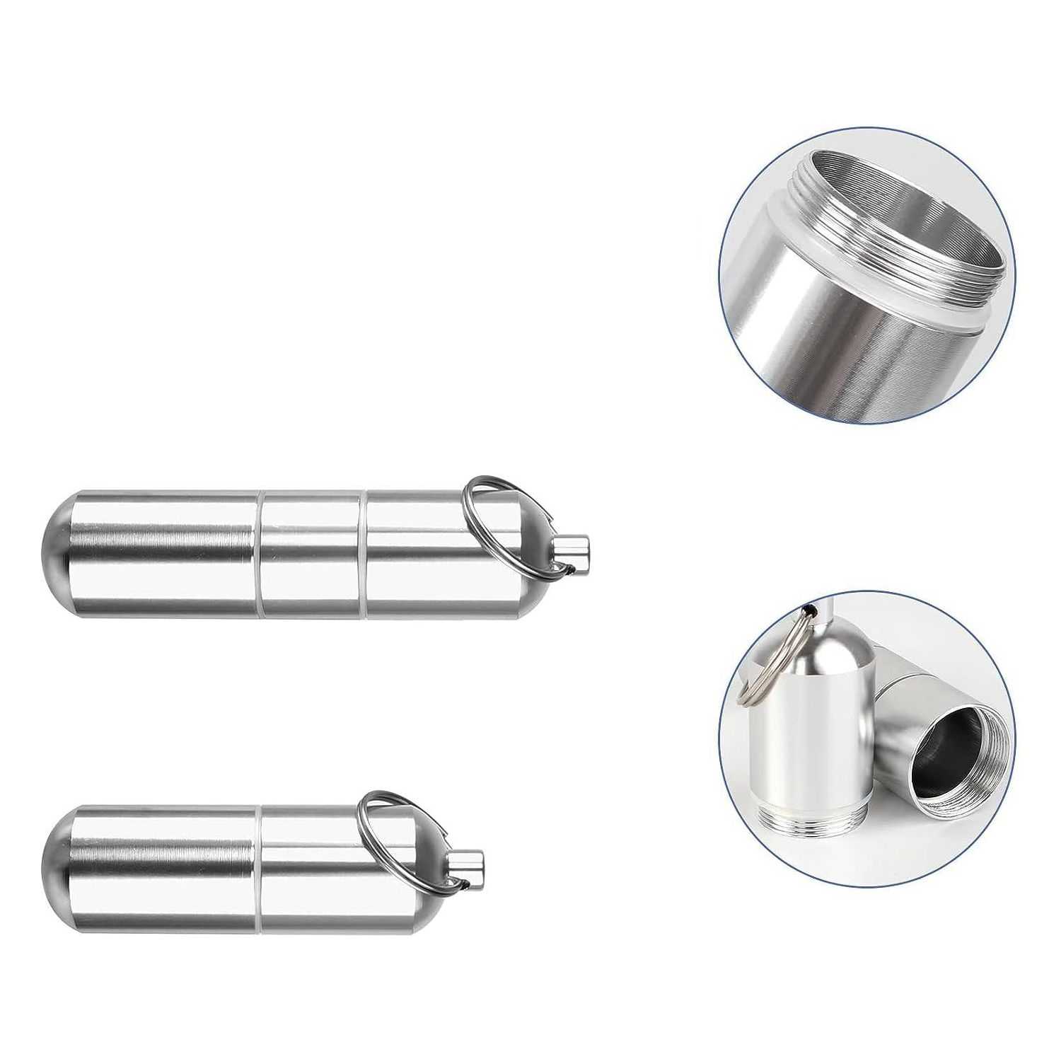 2 Stuks - Draagbare Aluminium Sigarettenhouder Set - Waterdichte Rond Sigarettenbox met Karabijnhaak voor Buitenreizen - 2 Stuks (12x2.5cm)