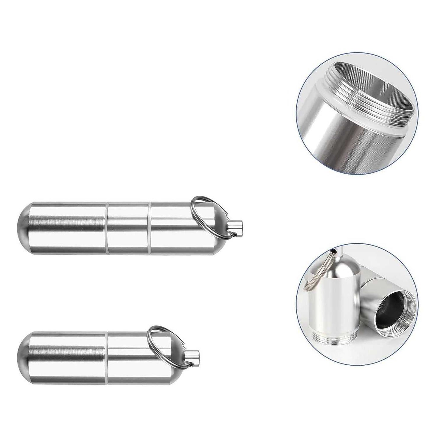 2 Stuks - Draagbare Aluminium Sigarettenhouder Set - Waterdichte Rond Sigarettenbox met Karabijnhaak voor Buitenreizen - 2 Stuks (12x2.5cm)