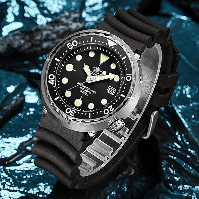 ADDIESDIVE Zwarte Siliconen Horlogeband voor Heren - Duikhorloges - Snelsluiting - Breedte 20mm & 22mm - Waterbestendig en Duurzaam