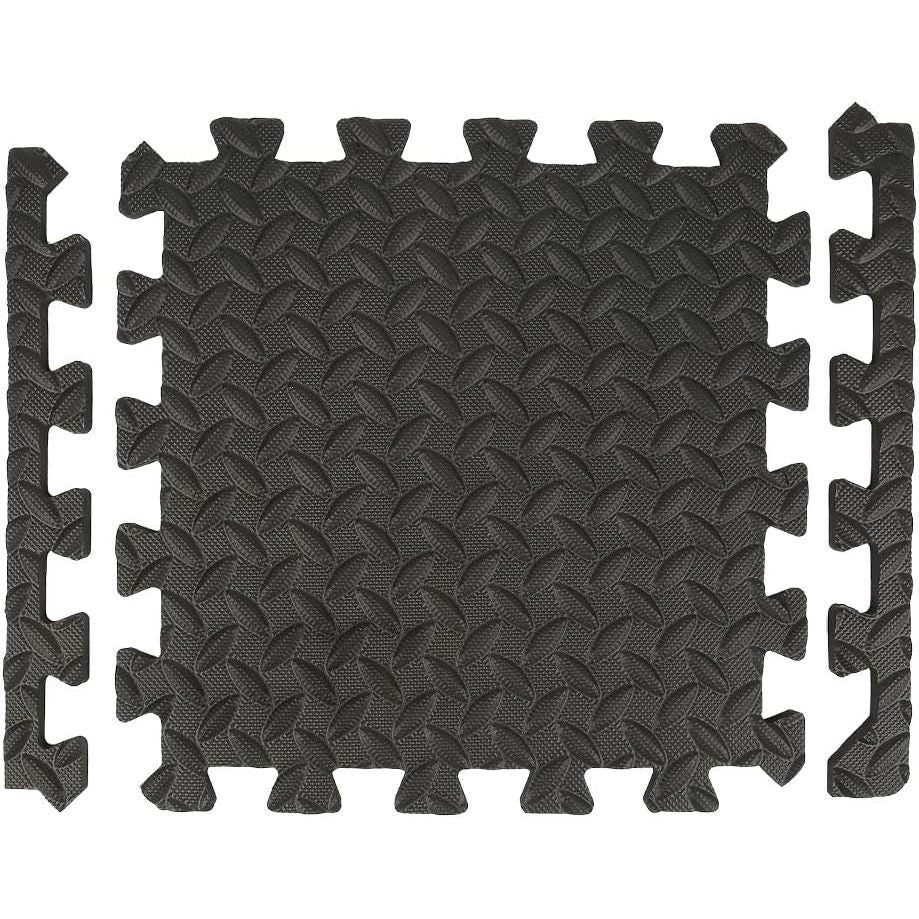 Set van 56 Vloerbeschermingsmatten met Randen – 30 x 30 cm | EVA Schuim Puzzeltegels voor Fitness, Gym, Garage, Speelkamer of Zwembad | Antislip, Geluiddempend & Waterdicht – 1 cm dik
