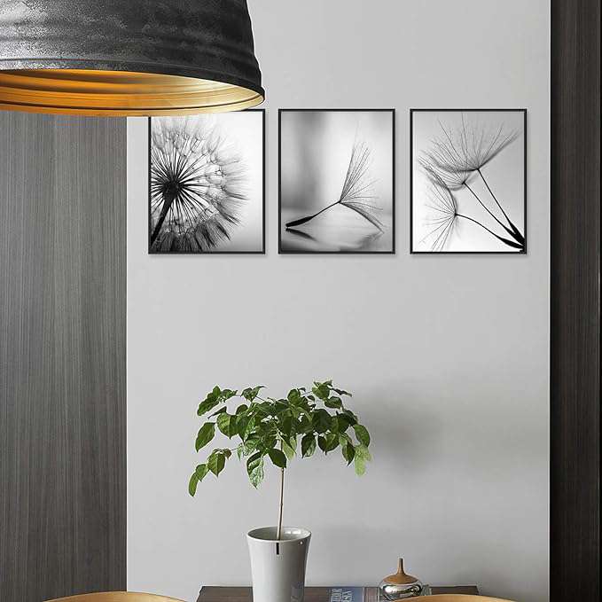 Stuks 3 Zwart-Witte Muurkunst Prints - Minimalistische Decoratieve Posters, 11x14 Canvas, Ongeframed, Ideaal voor Woonkamer en Meer - Planten Thema Aesthetisch Ontwerp, Klaar om In te Lijsten