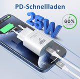 Krachtige USB-C Oplader - Tablet / Smartphone Lader - 25 W USB C Snellader - PD 3.0 Power Adapter - Stekker - Laadstekker - USB-C Voeding - Geschikt Voor iPhone 15 Pro/15 Pro Max/14 Plus/13/12/11/iPad/Samsung/Google Pixel - Compact en Draagbaar