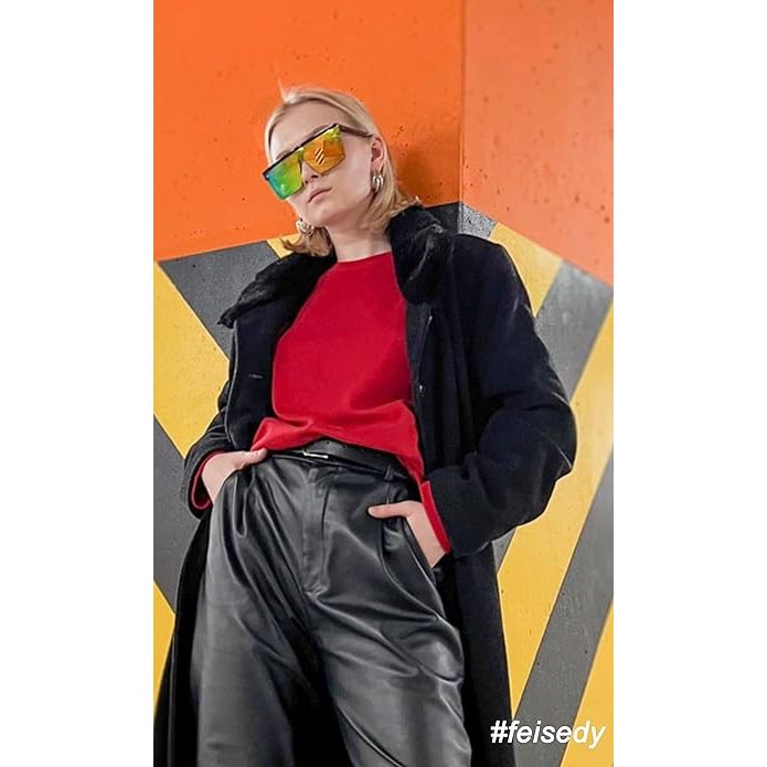 Overmaatse Zonnebril met UV400 Siamese Lenzen – Trendy Beschermende Eyewear voor Dames en Heren – Modieuze Accessoire met Duurzame Constructie en Volledige UV-Bescherming – Stijlvolle en Functionele Zonwering met Uniek Lensontwerp