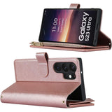 Mobiele Telefoonketting Samsung S23 Ultra Hoesje met Riem - Mobiele Telefoon Hoesje Samsung S23 Ultra - Flip Leren Portemonnee Hoesje - [9 Kaartsleuven] [Magnetisch] - Flip Hoesje Beschermhoes voor Samsung Galaxy S23