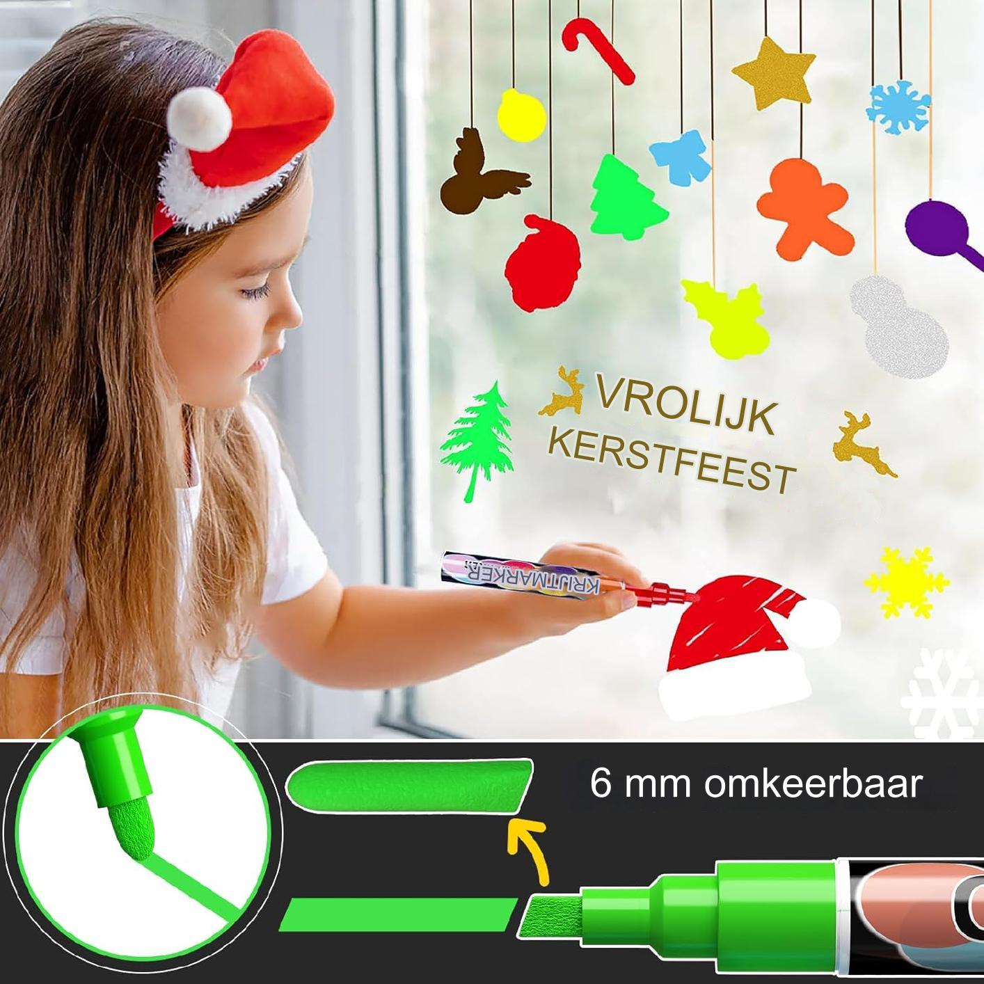 Veelzijdige Set van 12 Uitwasbare Krijt- en Raamstiften, Perfect voor Schoolbord, Ramen en Whiteboards - Inclusief Levendige Kleuren zoals Goud, Zilver, Zwart en Meer, Ideaal voor Creatieve Projecten en Decoratie