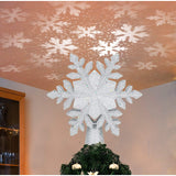 3D Kerstboom Topper met Roterende LED Projector - Betoverende Sneeuwvlok Decoratie - EU Stekker - Zilver