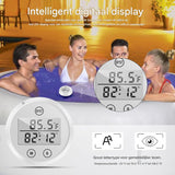 2-in-1 Digitale Watertemperatuurmeter met Timer – Waterdichte Thermometer met LCD-Display voor IJsbad, Zwembad en Sauna – Automatische en Handmatige Tijdmeting – Celsius &amp; Fahrenheit Instelbaar – Inclusief Batterijen – Wit