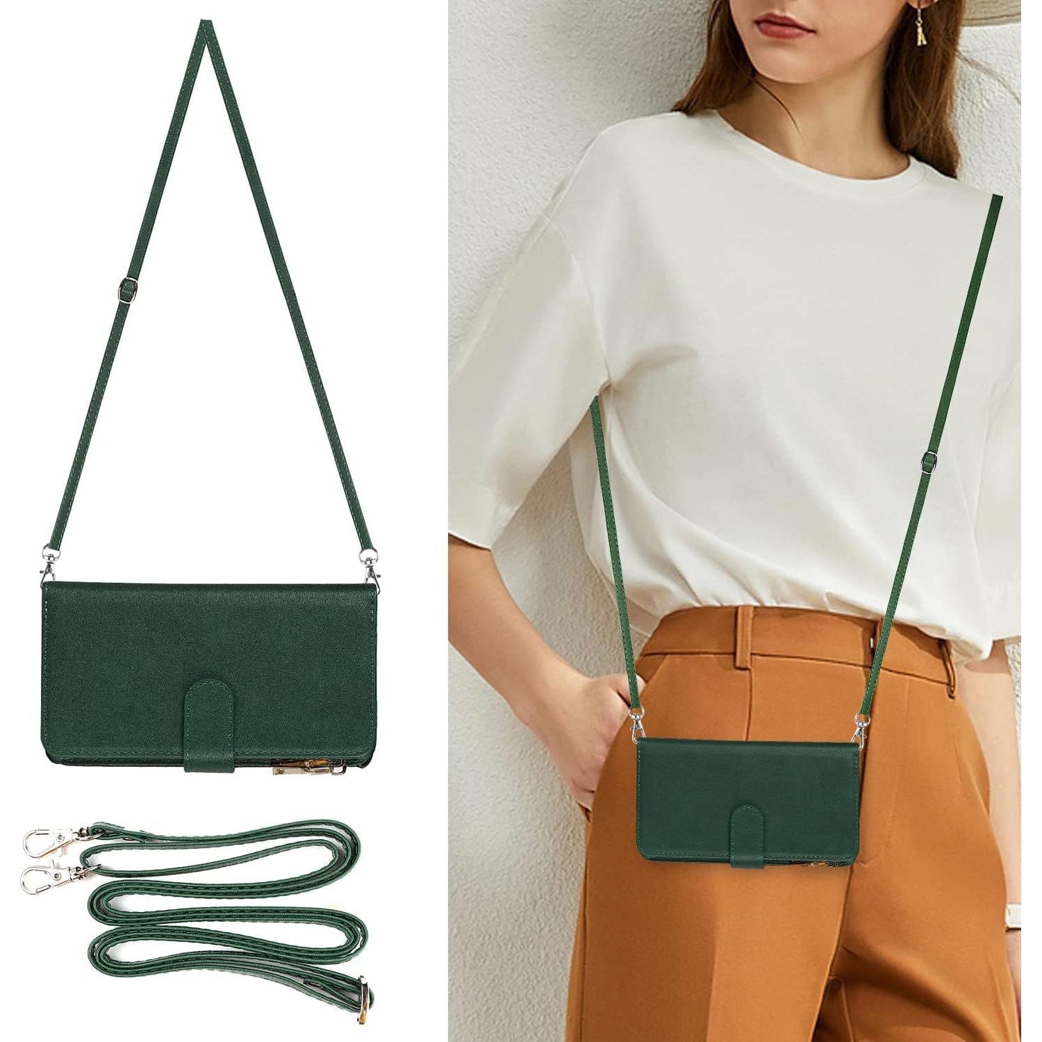 Praktisch Mobiel Hoesje met Strap voor iPhone X/XS - Multifunctionele Flip Leren Portemonnee Case - Beschermende Cover met [9 Kaartvakken] en Magnetische Sluiting - Donker Design - Handige Telefoonketting Accessoire voor Stijlvolle Bescherming