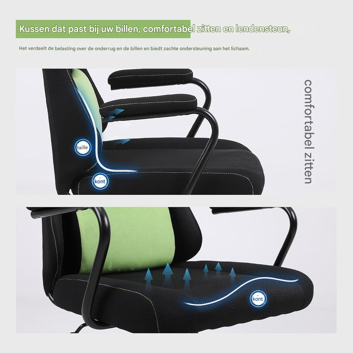 Dowinx Mesh Gaming Chair - Ergonomische Bureaustoel - Verstelbare Hoge Rugleuning - Lendensteun - Schommelstoel - Ademend Gaas - Verstelbare Hoogte - Comfortabel en Compact Ontwerp
