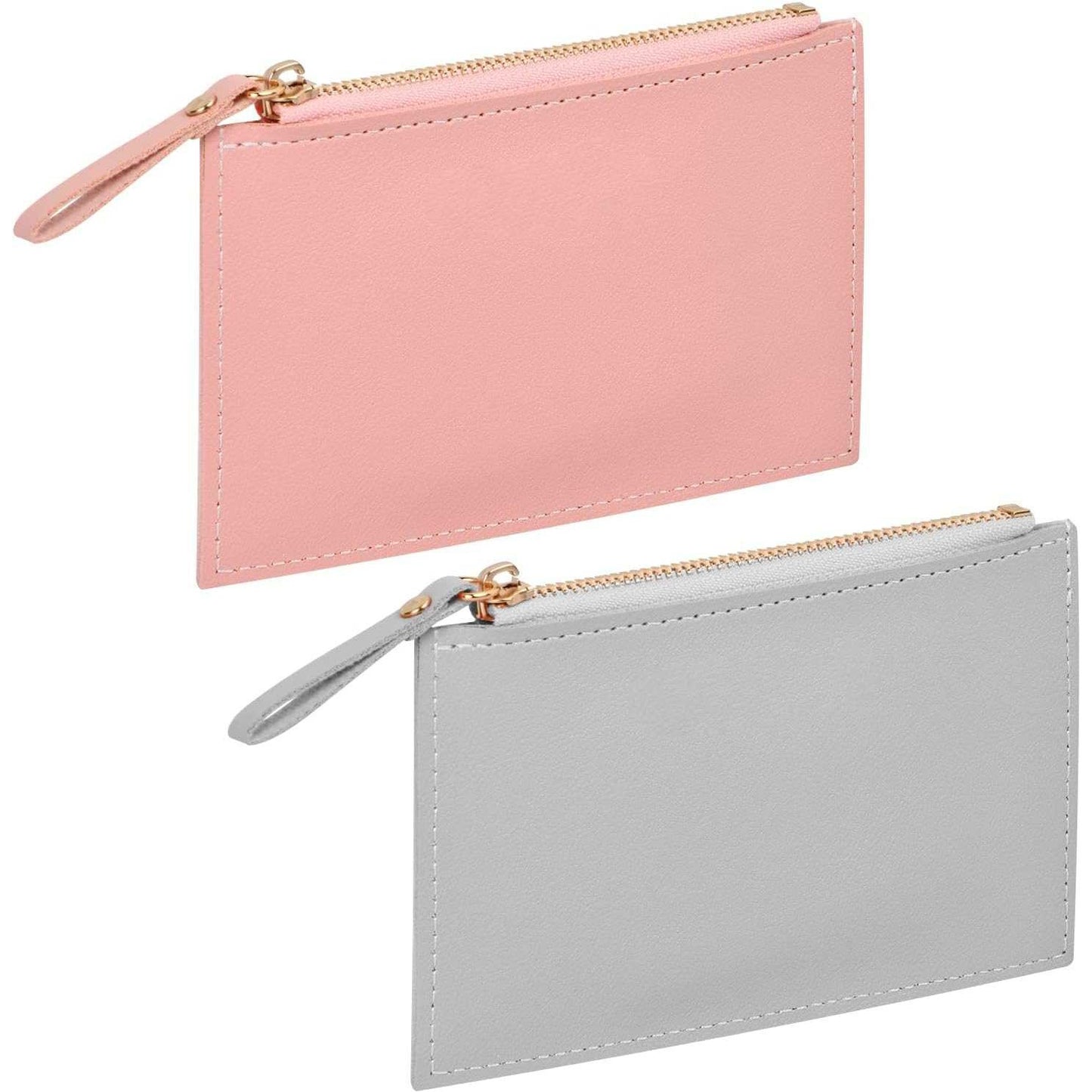 2 Stuk Elegante Dames Portemonnee Set in Beige & Grijs - 2 Stuks van Hoogwaardig Leer, Maat M, Met Minimalistisch Design - Perfecte Afmeting 9x14cm voor Dagelijks Gebruik & Stijlvolle Organisatie