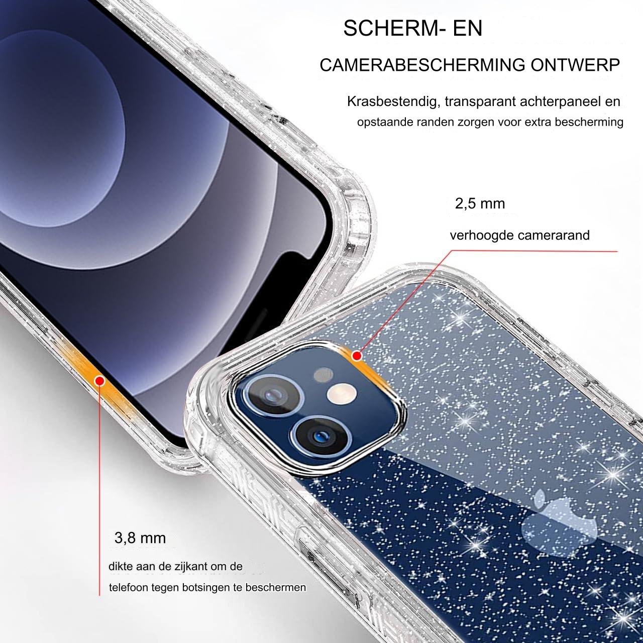 Schitterende Mobiele Telefoon Ketting voor iPhone 11 Pro Max Hoesje - Mobiel Hoesje met Bandje voor iPhone 11 Pro max Ingebouwde Schermbeschermer - 360 Graden Siliconen Schokbestendige Bescherming