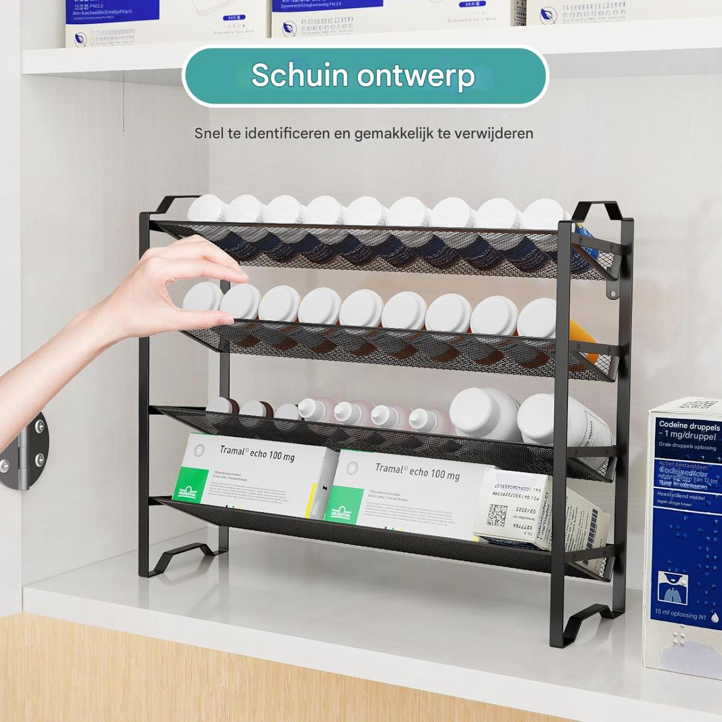 2 Stuks - Wandrek Kruidenrek – Staand of Hangend Kruidenrek – 8 Lagen – Ruimte voor 24 Potjes – Metaal – Zwart – Keuken Organizer voor Specerijen en Kruiden – Kruidenhouder voor Wand of Kastdeur – Industrieel Design