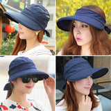 Dames Zonnehoed met UV-Bescherming – Opvouwbare Brede Rand (10 cm) – Verstelbare Pasvorm – Verwijderbare Bovenkant – Hoed of Vizier – Lichtgewicht en Ademend – Ideaal Voor Zomer, Strand, Wandelen en Tuinieren