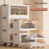 Stapelkast met Deuren – 4-Laags Opbergkast van Kunststof – Witte Organizer voor Badkamer, Keuken of Slaapkamer, 57 × 32 cm