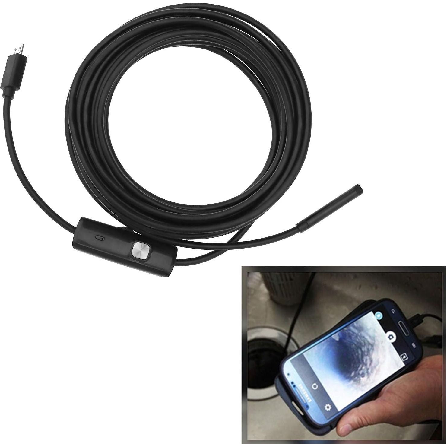 USB Endoscoop - 2 Meter - Inspectiecamera - Waterdicht IP67 - Ø5.5 mm - Met 6 Verstelbare LED Lampen - Compatibel met Android en Windows XP/7/8/9/10 - Voor Onderhoud en Reparatie