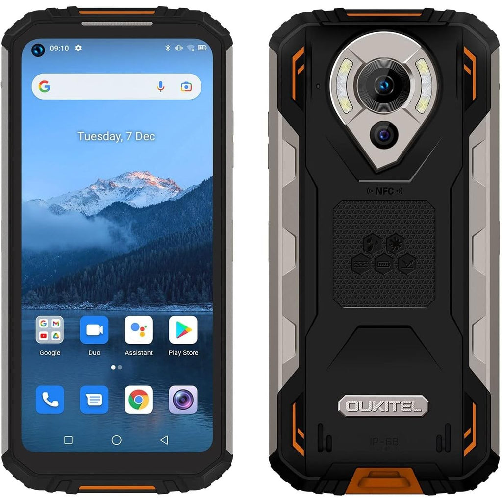 Oukitel - WP16 - Outdoor-Telefoon - 2022 -6.39HD+ Scherm - 10600mAh Batterij - 20MP Nachtvisie Camera - 8GB RAM -128GB ROM- IP68 Waterdicht - 4G - Dubbele SIM - NFC - FACE ID - Zwart/ Oranje