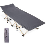Opvouwbaar Campingbed Voor Volwassenen 190x71x36cm – Draagbaar Veldbed Tot 227kg – Vouwbed Met Stalen Frame &amp; 600D Oxford Stof – Lichtgewicht Logeerbed Voor Camping, Tuin, Strand, BBQ, Picknick Of Kantoor – Grijs Inklapbaar Bed