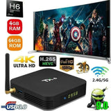 TX6 Android TV-Box 9.0 – Smart TV-Box TX6 – 4 GB RAM + 32 GB ROM – Dual WiFi 2.4G/5G – Bluetooth – Quad Core Processor – 4K Ultra HD H.265 – USB 3.0 – Uitbreidbaar Geheugen – Gebruiksvriendelijk Ontwerp