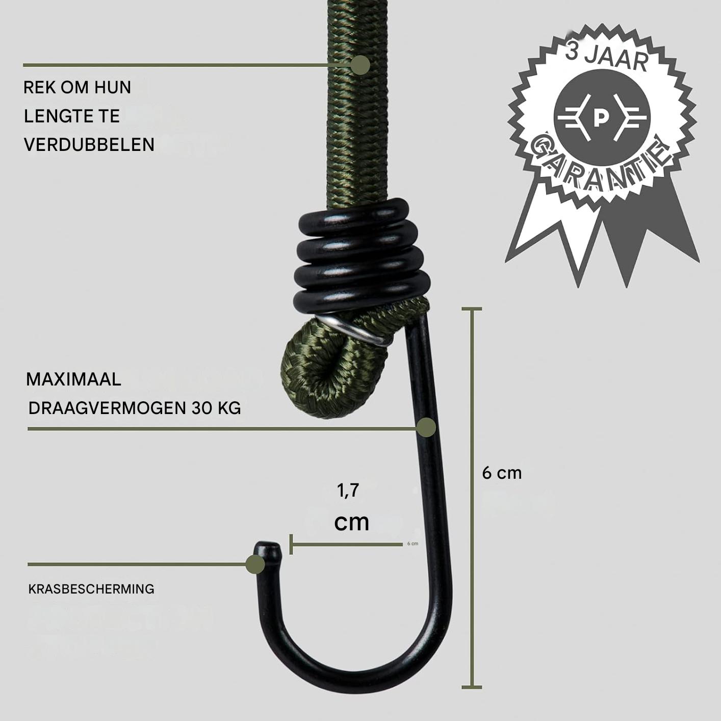 10 Stuks – Elastische Bungee Koorden 100 cm – Spanbanden met Haken – 8 mm Dikke Bagagespanners – J-Haak Sjorbanden – Weerbestendige Koorden voor Kamperen Vervoer Tuinwerk Fietsen Outdoor Gebruik – UV-Bestendig en Verstelbaar