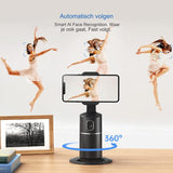 Auto Face Tracking Phone Holder - 360° Rotating Camera Mount for Live Streaming and Vlogs - Smart AI Tracking, No App Required - Adjustable Phone Mount with Rechargeable Battery for Video Calls and Social Media