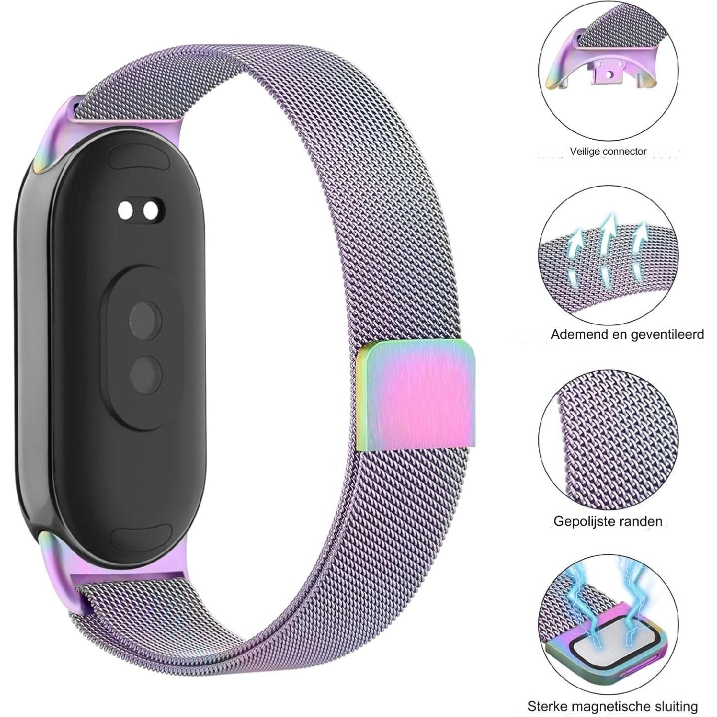 Roestvrij Stalen Polsband Vervangingsbandje - Voor Xiaomi Mi Band 8 - Hoogwaardig Metaal - Duurzaam en Stijlvol - Verstelbare Sluiting - Comfortabel en Ademend - Geschikt voor Dagelijks Gebruik - Elegant en Functioneel - Universele Pasvorm